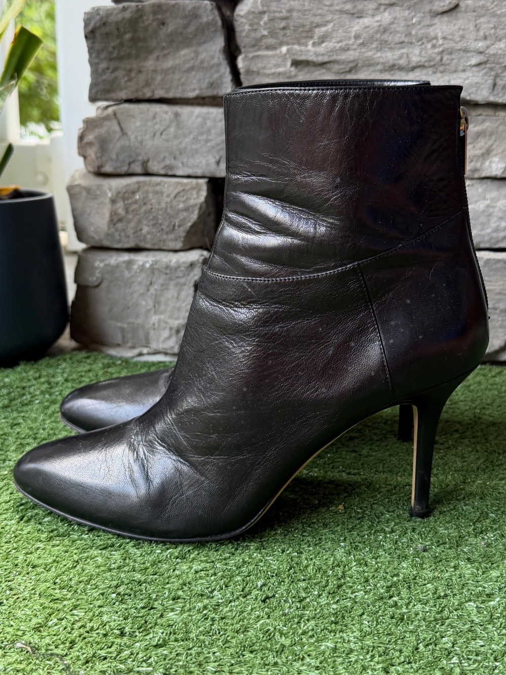 Jimmy Choo Black Leather Pointed Toe Women’s Boots